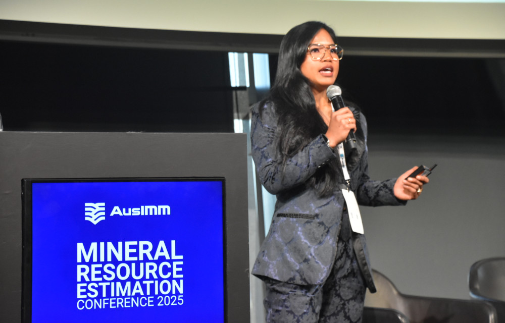 Elaine Ramos of Northern Star Resources presenting at MREC2025, where she revealed how machine learning delivered faster, more accurate gold estimates at Pogo Mine.
