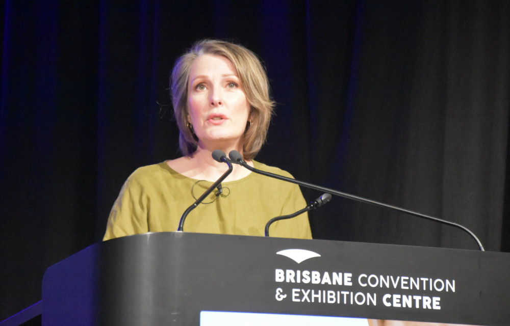Deanna Kemp presenting on social responsibility in tailings management at the Life of Mine Conference 2025 #LOMMWT2025 in Brisbane